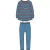 Woody Ezel Dames Pyjama - stripe verlours urban paint striped
