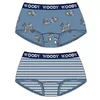 Woody Meisjes Short 2P - duo blue stripe + blue cat printed