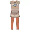 Woody Olifant Meisjes Pyjama - geel /oranje /grijsblauw gestreept