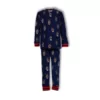 Woody Alpaca Jongens Pyjama - donkerblauw alpaca all-over print