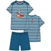 Woody Zeemeeuw Heren Pyjama - blauw-rood gestreept