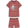 Woody Cavia Jongens Pyjama - donkerrood-gebroken wit gestreept