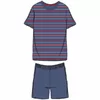 Woody Heren Pyjama - Marineblauw-rood gestreept