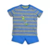 Woody Kikker Unisex Pyjama - blauw-geel gestreept