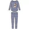 Woody Cavia Dames Pyjama - blauw-gebroken wit gestreept