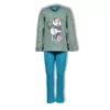Woody Panda Meisjes Pyjama - groen-turquoise gestreept