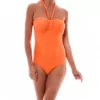 Moontide Contours Badpak Ruched Bandeau - tangerine