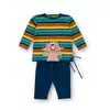 Woody Bever Meisjes Pyjama - orange-petrol striped