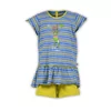 Woody Kikker Meisjes Pyjama - blauw-geel gestreept
