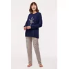 Woody Kalkoen Dames Pyjama - donkerblauw