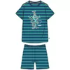 Woody Octopus Heren Pyjama - blauw-groen gestreept