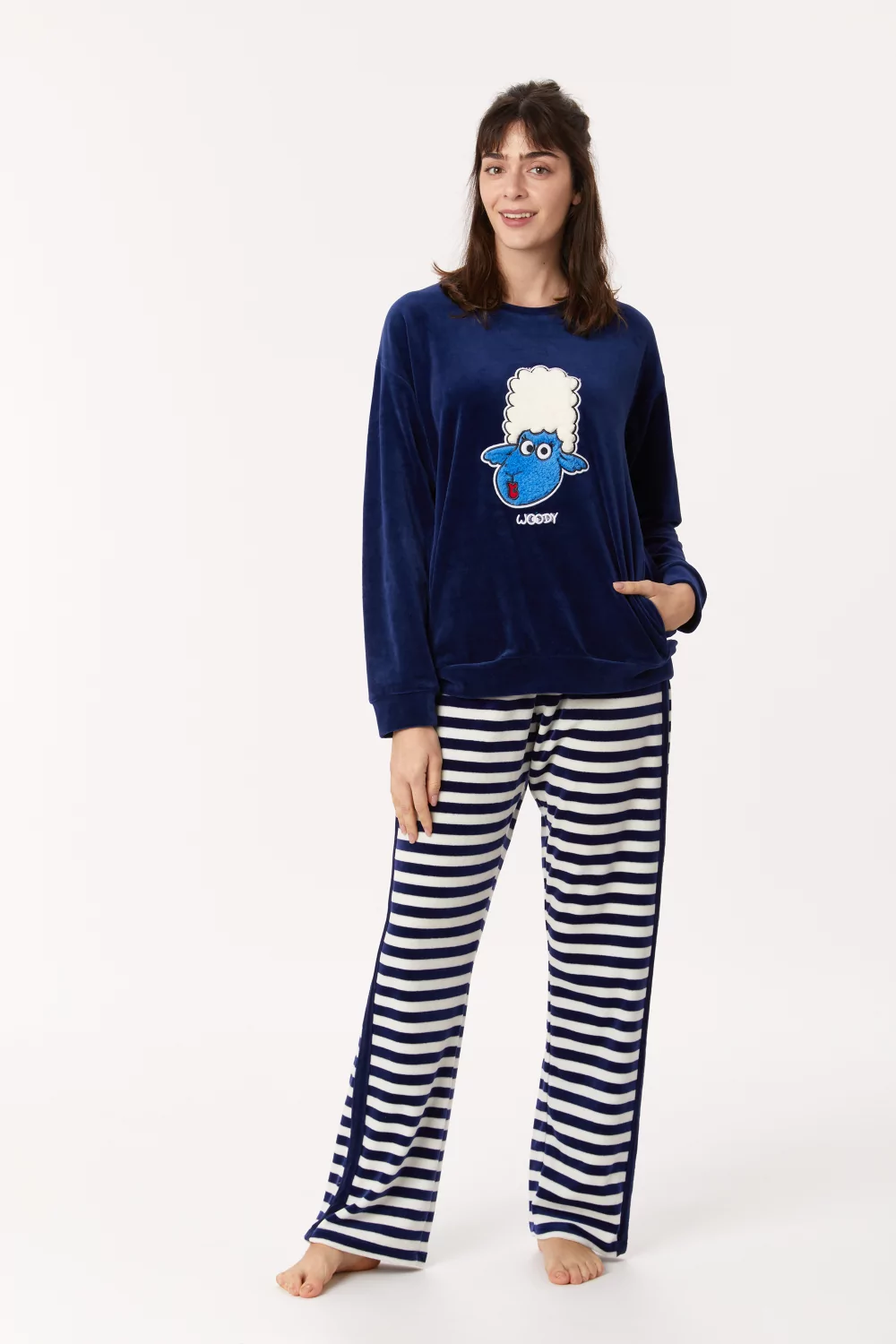 Fragiel Tijdig Schijn Woody Schaap Dames Pyjama - beacon blue | Elegance Lingerie