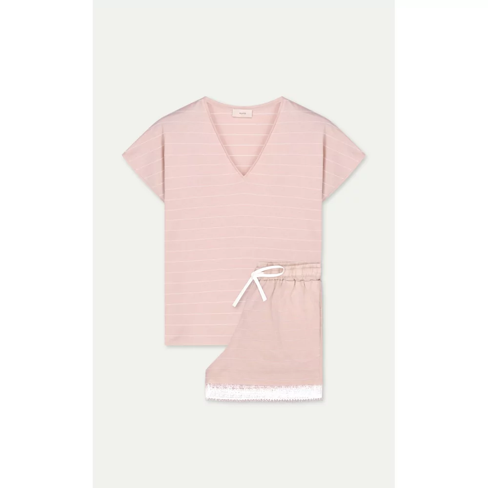 Pluto Igona Dames Pyjama - Dusty Pink Stripe