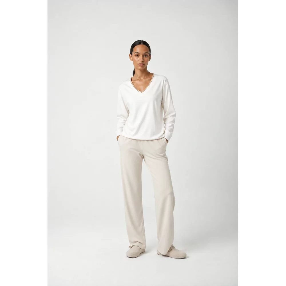 Pluto Qalea Dames Pyjama - Ivory/Beige
