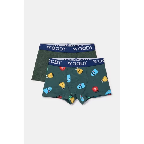 Woody Jongens Short 2P - alien print + groen