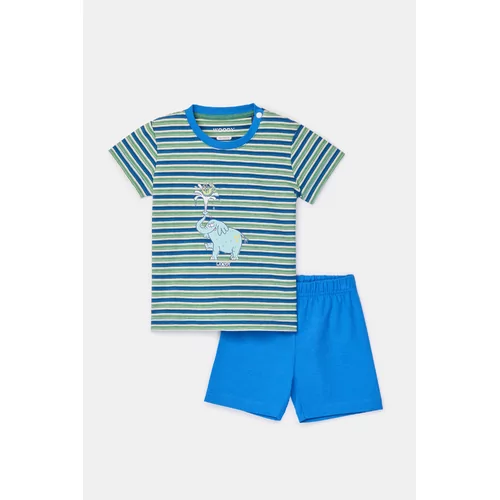 Woody Olifant Jongens Pyjama - groen-blauwe streep