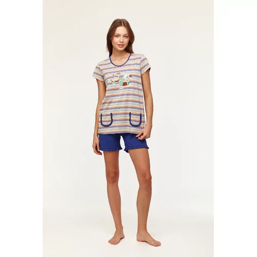 Woody Schildpad Dames Pyjama - S stripe Woody tortoise striped