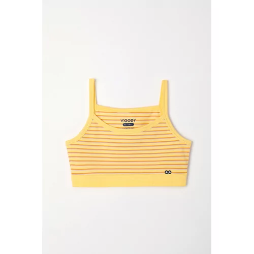 Woody Meisjes Topje - geel-lila streep