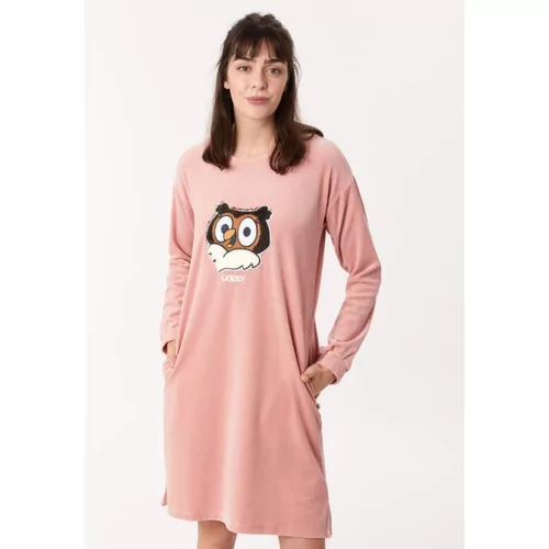 Woody Uil Dames Nachtkleed - pale mauve