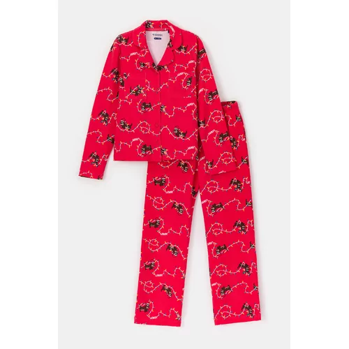 Woody Kerst Teckel Meisjes Pyjama - kerst teckel print rood