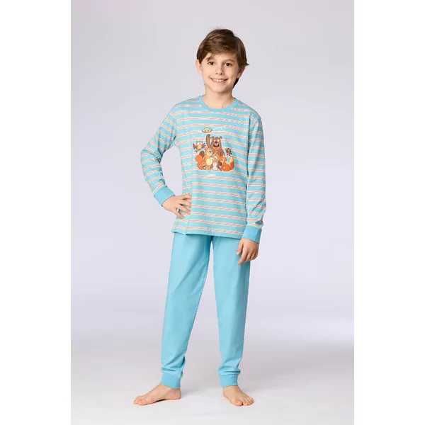 Woody Beer Jongens Pyjama - Blauwe Streep