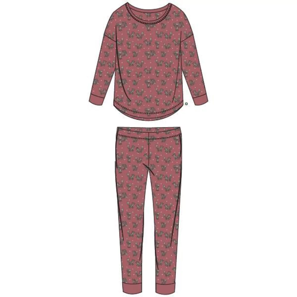 Woody Wolf Dames Pyjama - old pink with wolf