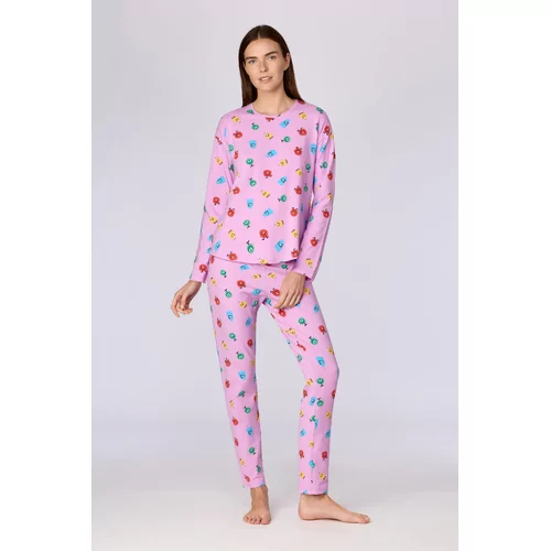Woody Alien Dames Pyjama - alien alloverprint roze