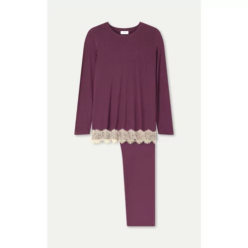 Pluto Feliene Dames Pyjama - Intense Wine/Beige