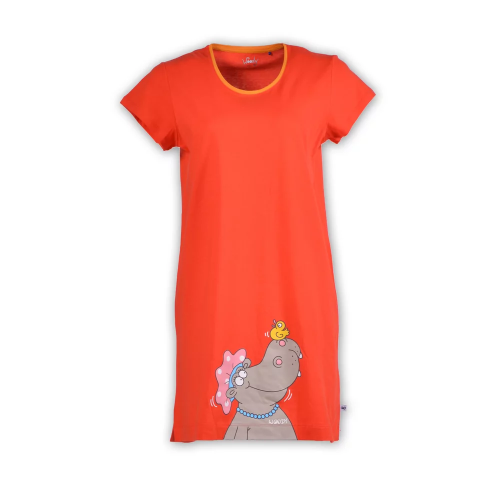 Woody Nijlpaard Dames Nachtkleed - grenadine rood