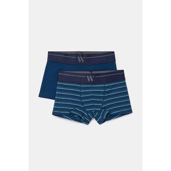 Woody Jongens Short 2P - donkerblauwe streep + donkerblauw