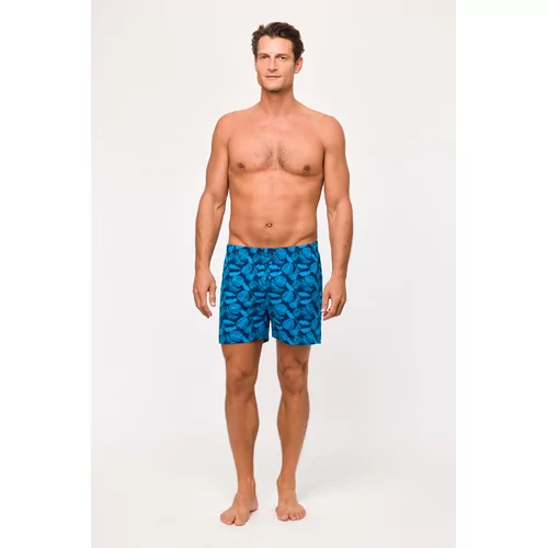 Woody Heren Boxer - blauwe bladeren print