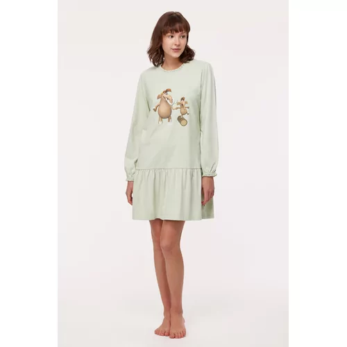 Woody Mammoet Dames Nachtkleed - pastelgroen