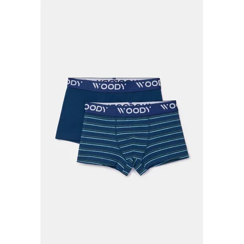 Woody Jongens Short 2P - donkerblauwe streep + donkerblauw