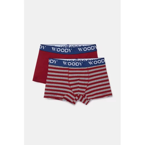 Woody Jongens Short 2P - bordeaux streep + bordeaux