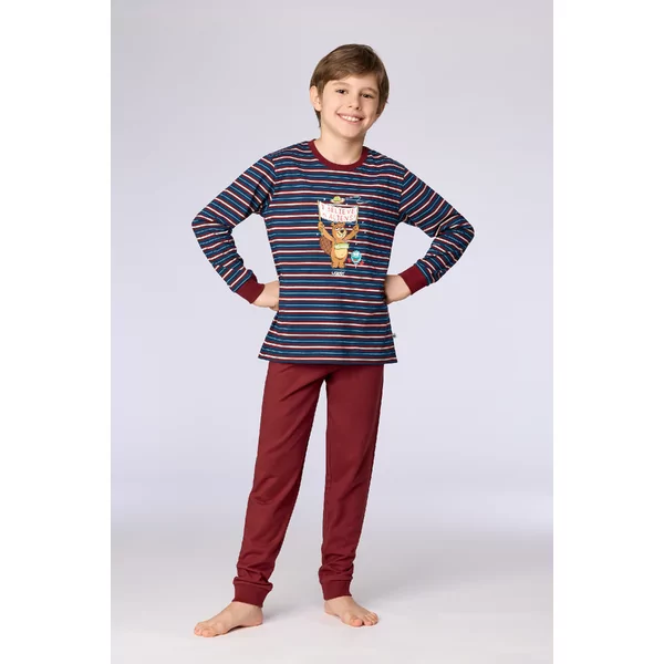 Woody Beer Jongens Pyjama - donkerblauwe streep