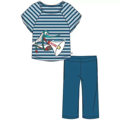 Woody Zeemeeuw Dames Pyjama - blauw-rood gestreept