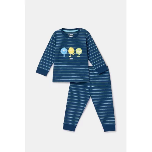 Woody Alien Jongens Pyjama - donkerblauwe streep