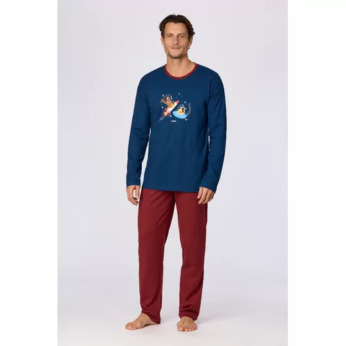 Woody Beer Heren Pyjama - donkerblauw