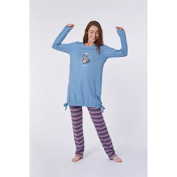 Woody Wasbeer Dames Pyjama - blue shadow