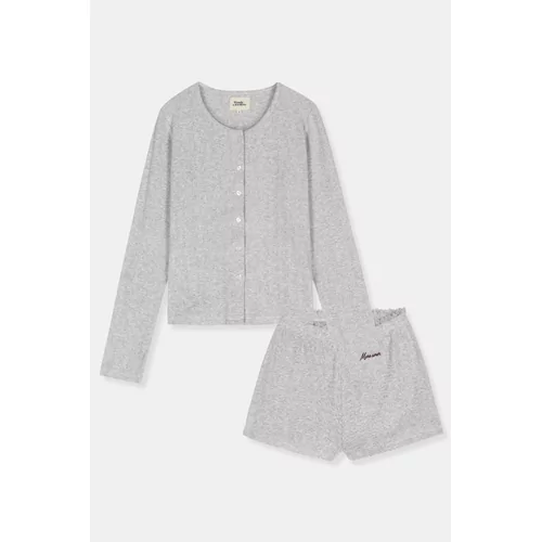 Woody Kirilove Dames Pyjama - light grey mélange