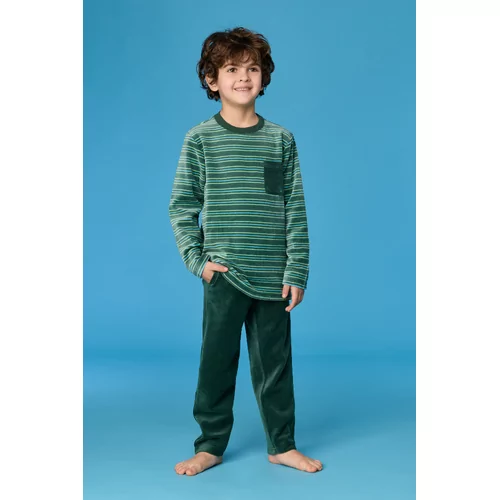 Woody Jongens Pyjama - groene streep