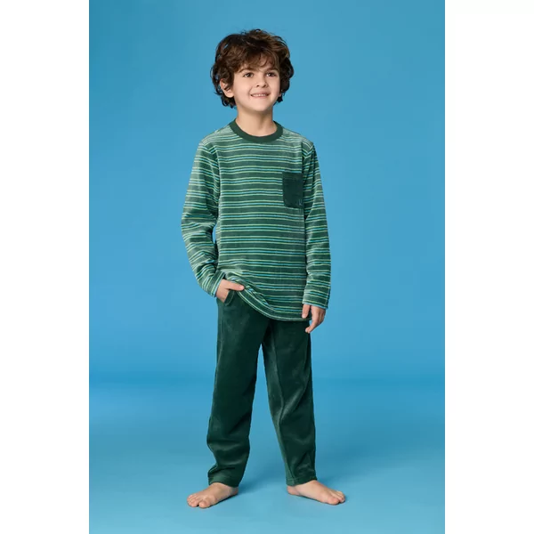 Woody Jongens Pyjama - groene streep