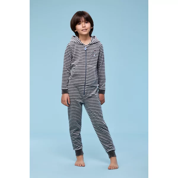 Woody Sneeuwschoenhaas Unisex Onesie - grijs-antraciet streep