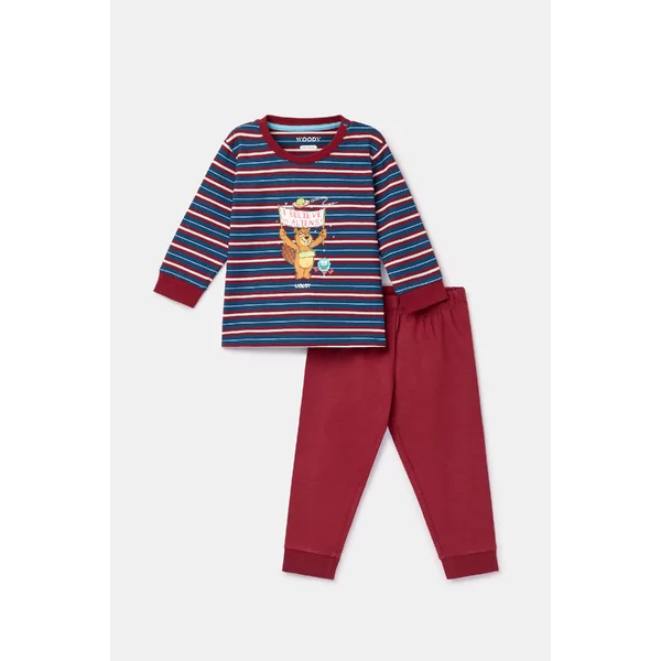 Woody Beer Jongens Pyjama - donkerblauwe streep