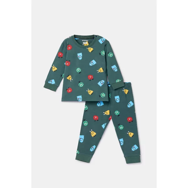 Woody Alien Jongens Pyjama - groene alienprint