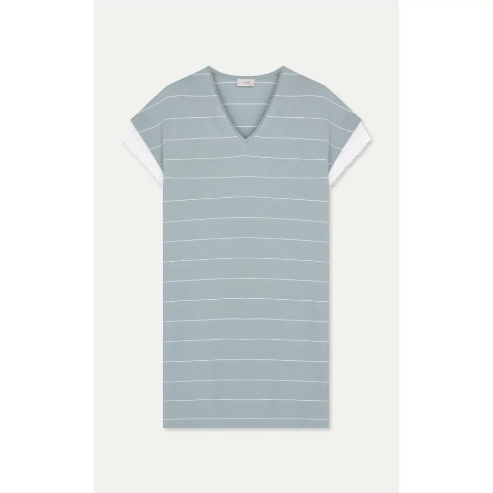 Pluto Iara Dames Nachtkleed - Pastel Khaki Stripe