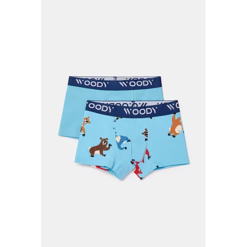 Woody Jongens Short 2P - berenprint + blauw