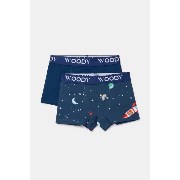 Woody Jongens Short 2P - galaxy print + donkerblauw
