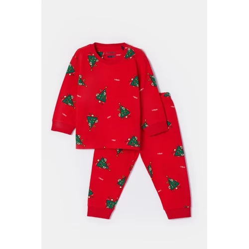 Woody Kerst Kat Jongens Pyjama - rode kerstbomen print