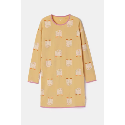 Woody Kat Dames Nachtkleed - gele kattenprint